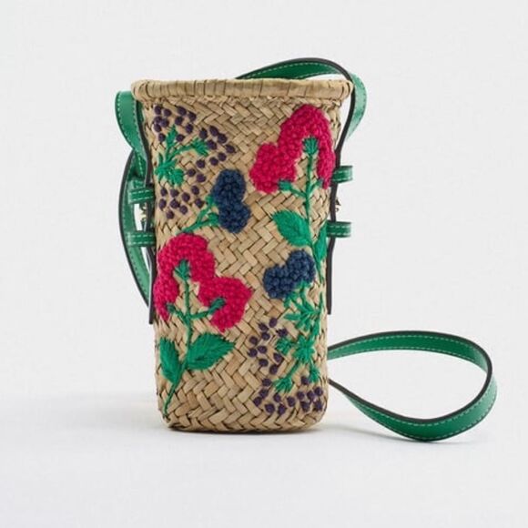 Zara Raffia Floral Mini Crossbody Bag NWT - Picture 2 of 12
